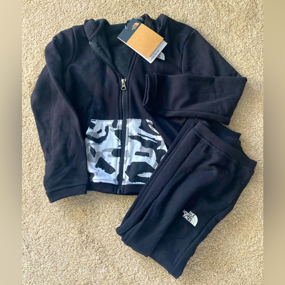 The North Face boys fleece pant and sweatshirt set.